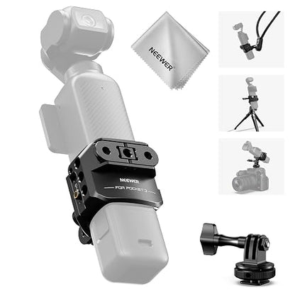 NEEWER Pocket 3 Cage compatible con DJI Osmo Pocket 3 y Creator Combo Accesorios, plataforma de extensión de grabación de video cardán con adaptador de cámara de acción, roscas de 1/4 pulgadas, zapato
