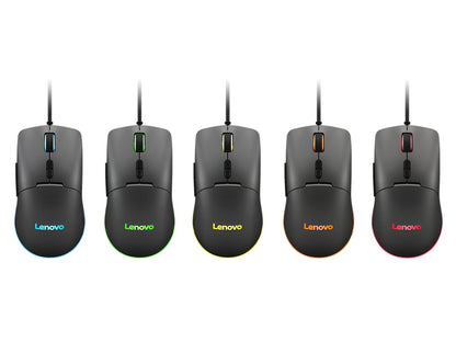 Lenovo M210 RGB mouse para juegos con cable para PC, portátil, computadora con Windows y sistema operativo cromado - 3 zonas RGB, sensor ajustable de 8000 DPI, 7 botones programables, mouse con agarre