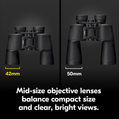 Nikon Action - Binocular de 8 x 42 | Óptica Revestimiento de Revestimiento múltiple, Brillante, Vista Amplia, Potencia 8X, caperuza Ajustable de Giro y Deslizamiento y diseño Porro-Prism