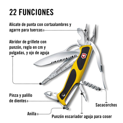 Victorinox Rangergrip Boatsman, color Amarrillo/Negro, 130 mm, 22 Usos