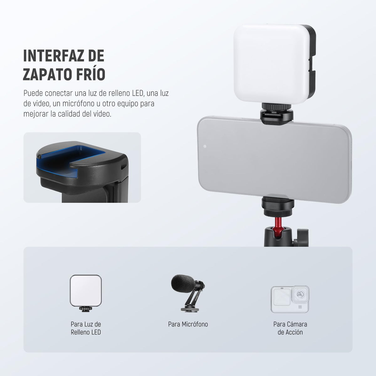Neewer - Trípode para iPhone con Adaptador de Montaje de cámara de acción y Soporte para teléfono, Mini cámara Flexible para trípode Compatible con GoPro Samsung DSLR cámara Web para Vlog, grabación