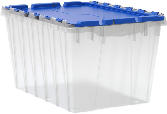 Akro-Mils Caja de almacenamiento de plástico de 12 galones con tapa adjunta, 21.5 x 15.25 x 12.5 pulgadas, semitransparente