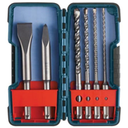 Bosch HCST006 SDS-plus Juego de Brocas Intercambiables para Mampostería, Cinceles y Carburo, 6 piezas