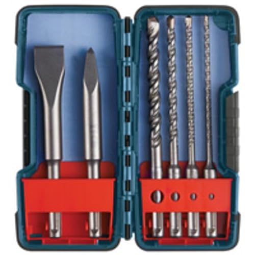 Bosch HCST006 SDS-plus Juego de Brocas Intercambiables para Mampostería, Cinceles y Carburo, 6 piezas