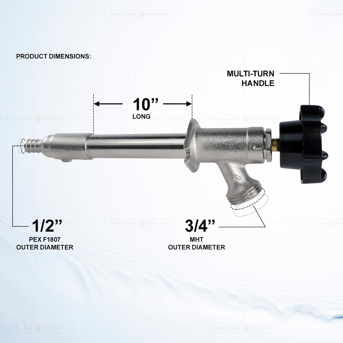 Everflow Supplies 6210p - NL sin plomo 1/5,08 cm PEX x 25,4 cm de largo cromado grifo para manguera no Frost