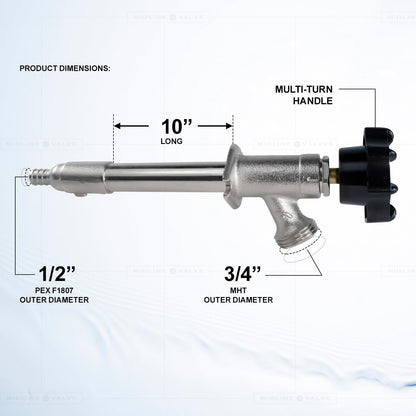 Everflow Supplies 6210p - NL sin plomo 1/5,08 cm PEX x 25,4 cm de largo cromado grifo para manguera no Frost