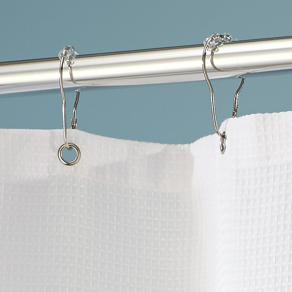 InterDesign Cotton Blend Fabric Shower Curtain, 72 x 72-Inch 2 Piece Set with Rings, White Waffle