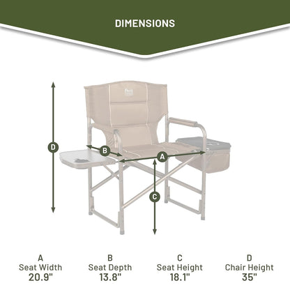 Timber Ridge - Silla Plegable de Camping con Bolsa refrigeradora, Silla de Director Plegable con Mesa Auxiliar para Adultos, sillas de Campamento para Exteriores, césped, Deportes, Pesca, soporta 300
