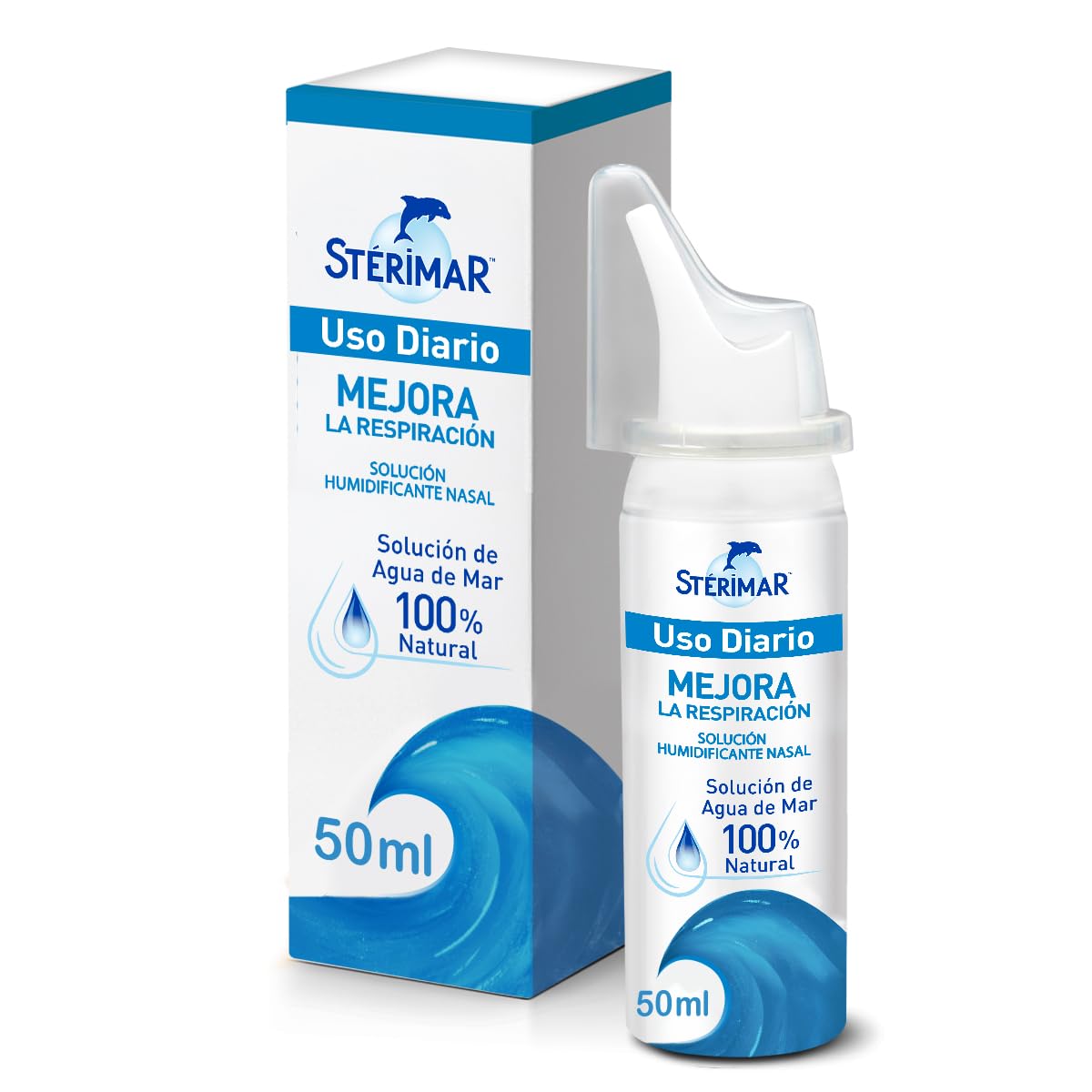 Stérimar™ Uso Diario, Descongestionante Nasal 100% Natural con Solución de Agua de Mar para la Higiene y Humectación Nasal de toda la familia, 50 ml