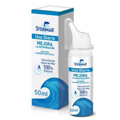 Stérimar™ Uso Diario, Descongestionante Nasal 100% Natural con Solución de Agua de Mar para la Higiene y Humectación Nasal de toda la familia, 50 ml