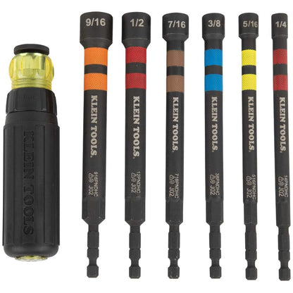 Klein Tools 32950 - Juego de destornilladores de tuercas huecas con asa, magnético, codificado por colores, 6 tamaños hexagonales SAE y mango incluido