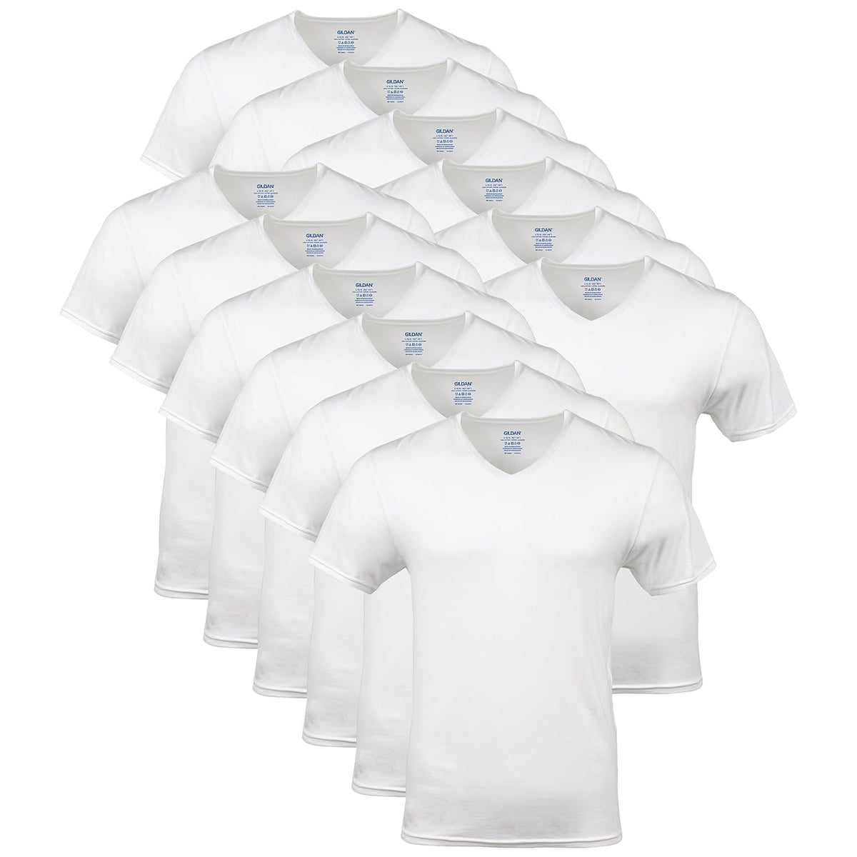 Gildan Camiseta Interior Cuello V para Hombre, Paquete - XXL - blanco (12-Pack)