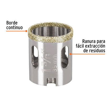 Truper COAZ-1-3/8, Cortacírculo borde continuo con diamante, alto rendimiento 1 3/8"