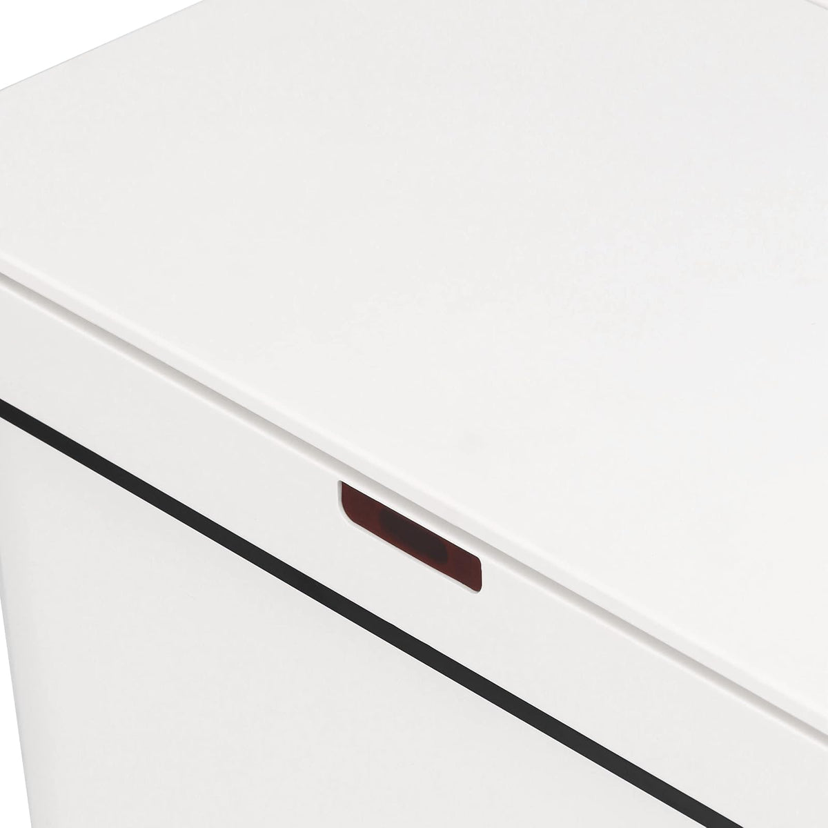 SIMPLI-MAGIC 79502 Bote de basura con sensor sin contacto de 13 galones, cubeta de basura rectangular, perfecto para el hogar, cocina, oficina, color blanco