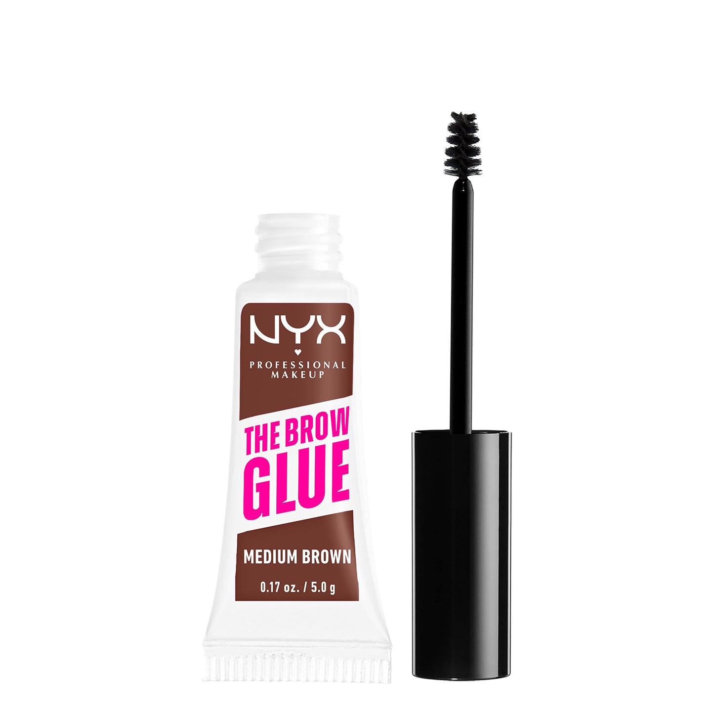 NYX Professional Makeup The Brow Glue Gel fijador de cejas Tono Med Brown, 5gr - Dura hasta 16H, no pegajoso, sin transferencias, a prueba de agua y sin residuos, cejas definidas, fórmula vegana