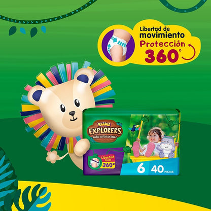 Kiddies Explorers Pañal Autoajustable Talla 6 XG Grande 160 pañales