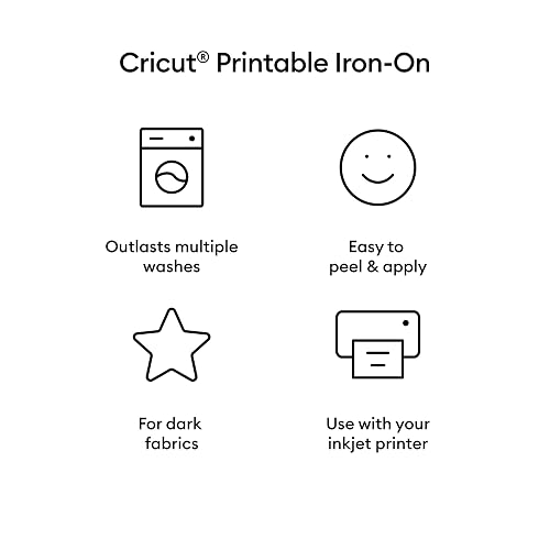 Cricut - Impresora termoadhesiva para telas oscuras, 10 hojas | 10 hojas, 8,5 x 11 in, impresora de inyección de tinta, compatible Joy Xtra, Explore, Maker