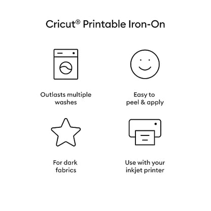 Cricut - Impresora termoadhesiva para telas oscuras, 10 hojas | 10 hojas, 8,5 x 11 in, impresora de inyección de tinta, compatible Joy Xtra, Explore, Maker