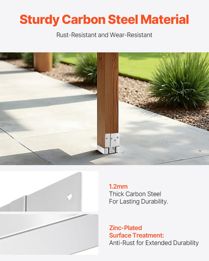 VEVOR Base para Postes, Anclaje para Postes de Hormigón, Acero al Carbono Galvanizado de Alta Resistencia con Separación de 2,54 cm, para Pérgolas de Hormigón y Patios, 144,6 x 141,5 x 80,7 mm