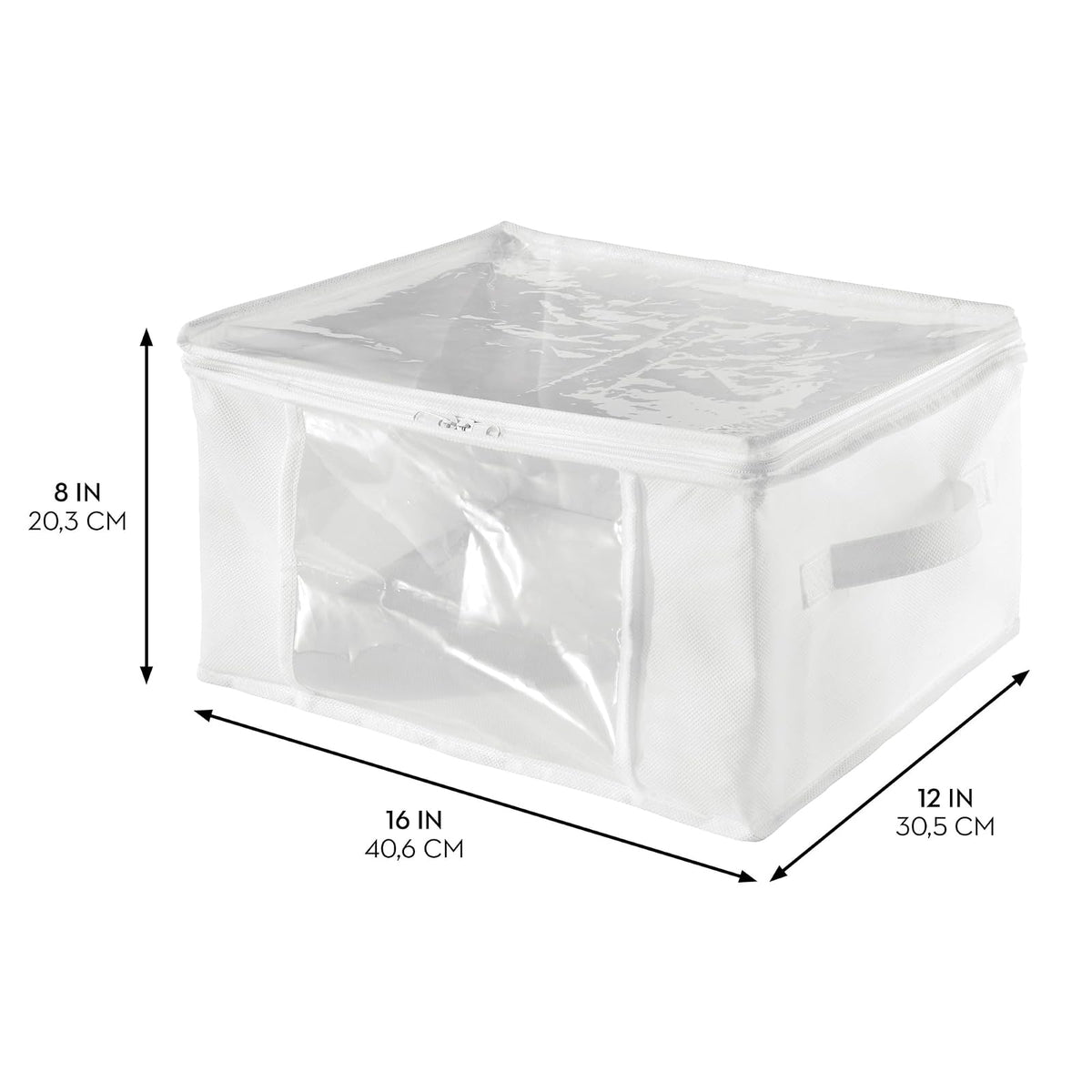 InterDesign 06260 Bolsas de cremallera de almacenamiento plegable de tela no tejida para ropa, Blanco, Grande, Paquete de 2