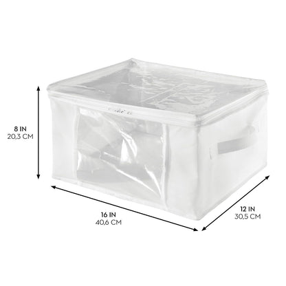 InterDesign 06260 Bolsas de cremallera de almacenamiento plegable de tela no tejida para ropa, Blanco, Grande, Paquete de 2
