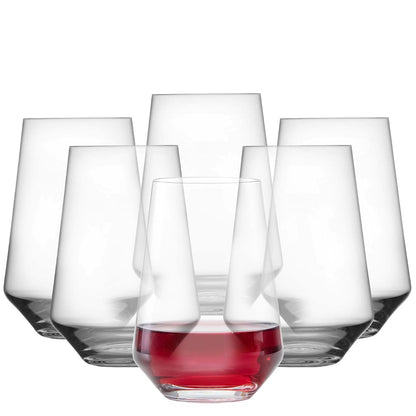 Schott Zwiesel Pure Colección de Cristalería Tritan, Juego de 6 - Stemless Bordeaux - Transparente