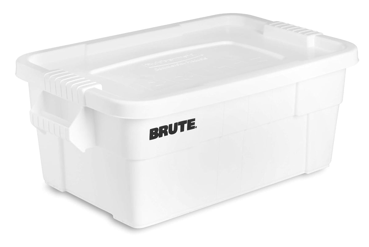 Rubbermaid Commercial Fg9S3000Wht Brute Tote with Lid, 14-Gallon Capacity, White