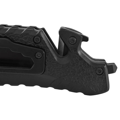 Navaja con Mango Metal Negro, Hoja Negra Lisa | Clip