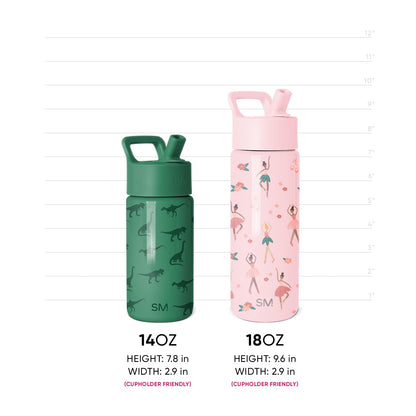 Simple Modern Summit - Botella de agua con tapa de popote, vaso de acero inoxidable aislado de 532 ml, para niños y niñas, para la escuela, diseño de caras de Mickey Mouse de Disney