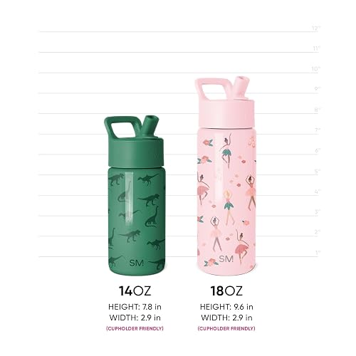 Simple Modern Botella de Agua para Niños con Popote | Vaso Térmico Acero Inoxidable Aislado Reutilizable para Niños y Niñas | Summit Colección | 530ml | Confetti
