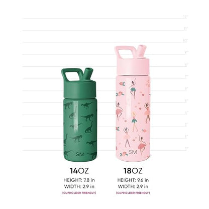 Simple Modern Botella de Agua para Niños con Popote | Vaso Térmico Acero Inoxidable Aislado Reutilizable para Niños y Niñas | Summit Colección | 530ml | Confetti
