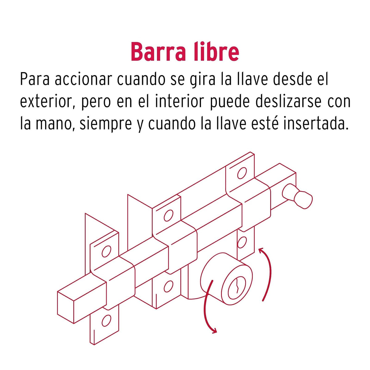 Hermex CB-45I, Cerradura de barra libre, izquierda
