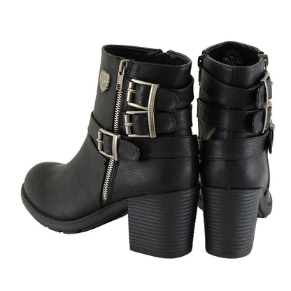 Milwaukee Performance - Motocicleta MBL9405 BLK para mujer, triple hebilla lateral con tacón de plataforma, negro, 8 de EE. UU
