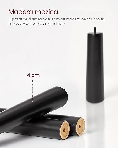 VASAGLE URCR001B01 - Perchero de madera maciza con 8 ganchos,3 opciones de altura,para ropa,sombreros,bolsos,sala de estar,recámara,oficina en casa,oficina,color negro tinta.