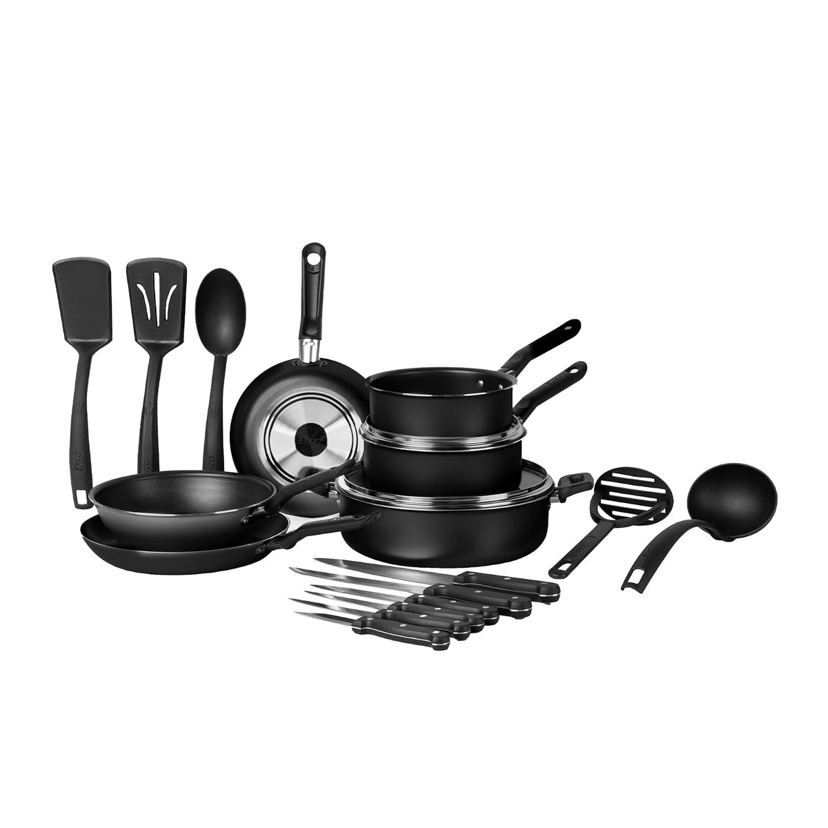 Ekco Batería de Cocina Serum 19 Piezas Antiadherente - Black