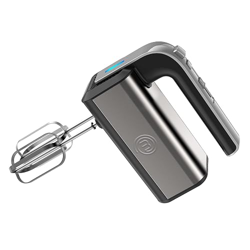 Hukën x MasterChef | Batidora de Mano MIX+ 300W | 5 Velocidades + Función Turbo | Tecnología Turbo Mix | Acero Inoxidable | Botón Expulsor | Luz LED de Encendido | 2 Batidores + 2 Ganchos para Amasar