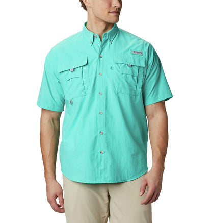 Columbia PFG Bahama II Camisa de Pesca Manga Corta para Hombre con UPF 30 - 2XS - Aqua brillante