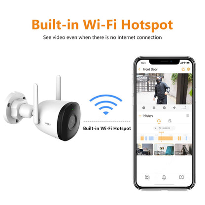 Imou Bullet 2C - Cámara IP Bullet WiFi de 2 Megapíxeles, Lente de 2.8mm, 102 Grados de Apertura, Micrófono Integrado
