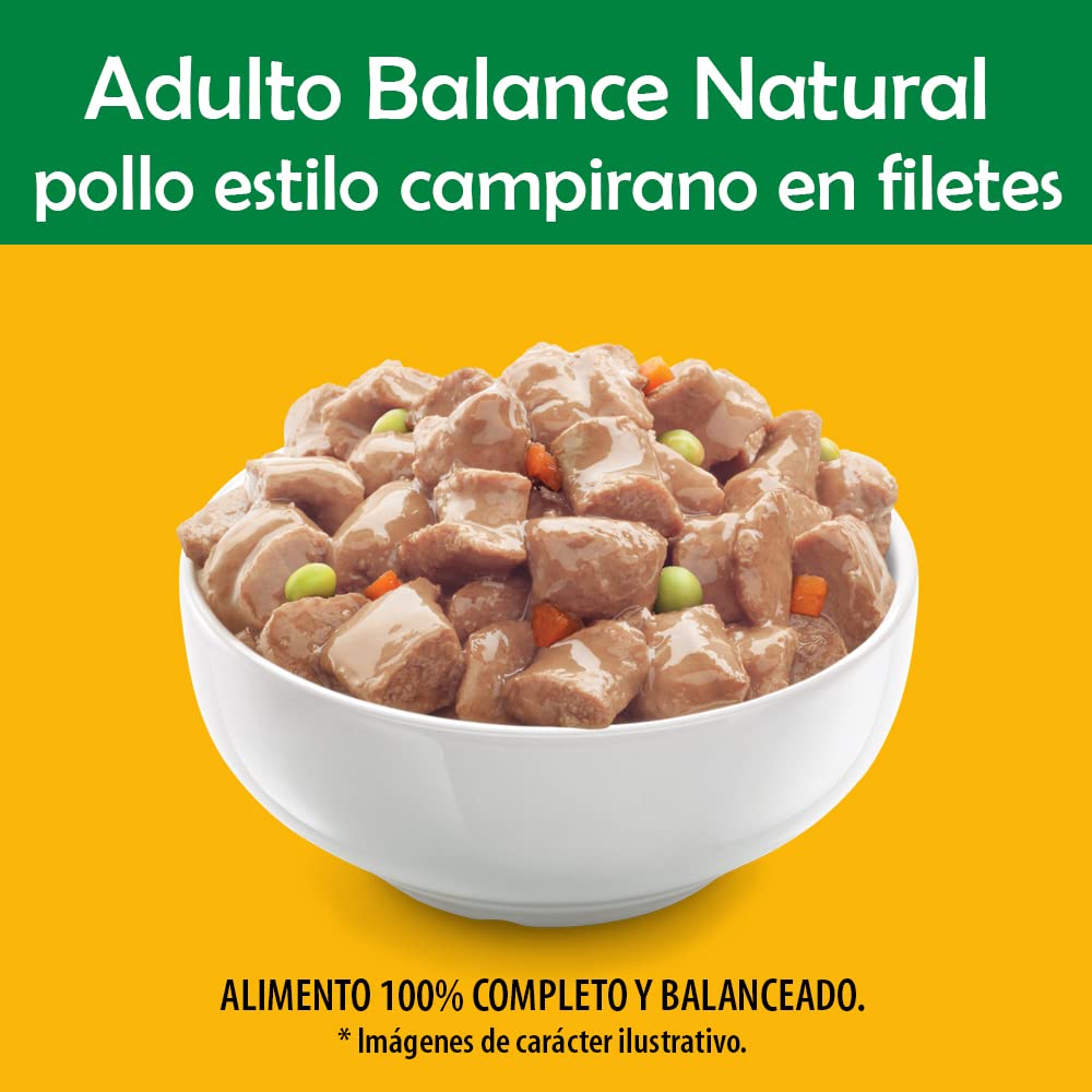Pedigree - Sobres para Perro Balance Natural, Sabor Pollo en Filetes, con Ingredientes Naturales, Proteínas y Fibra, 24 Sobres, 100g c/u