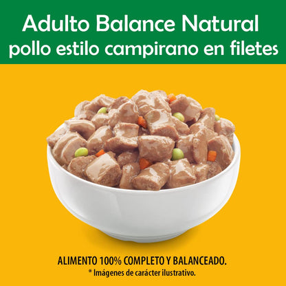 Pedigree - Sobres para Perro Balance Natural, Sabor Pollo en Filetes, con Ingredientes Naturales, Proteínas y Fibra, 24 Sobres, 100g c/u