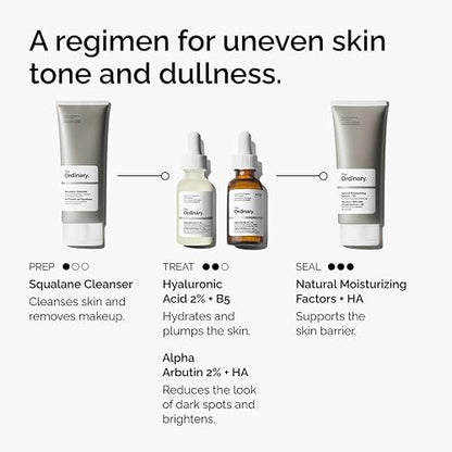 The Ordinary Alpha Arbutin 2% + HA, Suero Antihiperpigmentación con Alfa Arbutina y Ácido Hialurónico — Suero para mejorar el aspecto de manchas e iluminar la piel