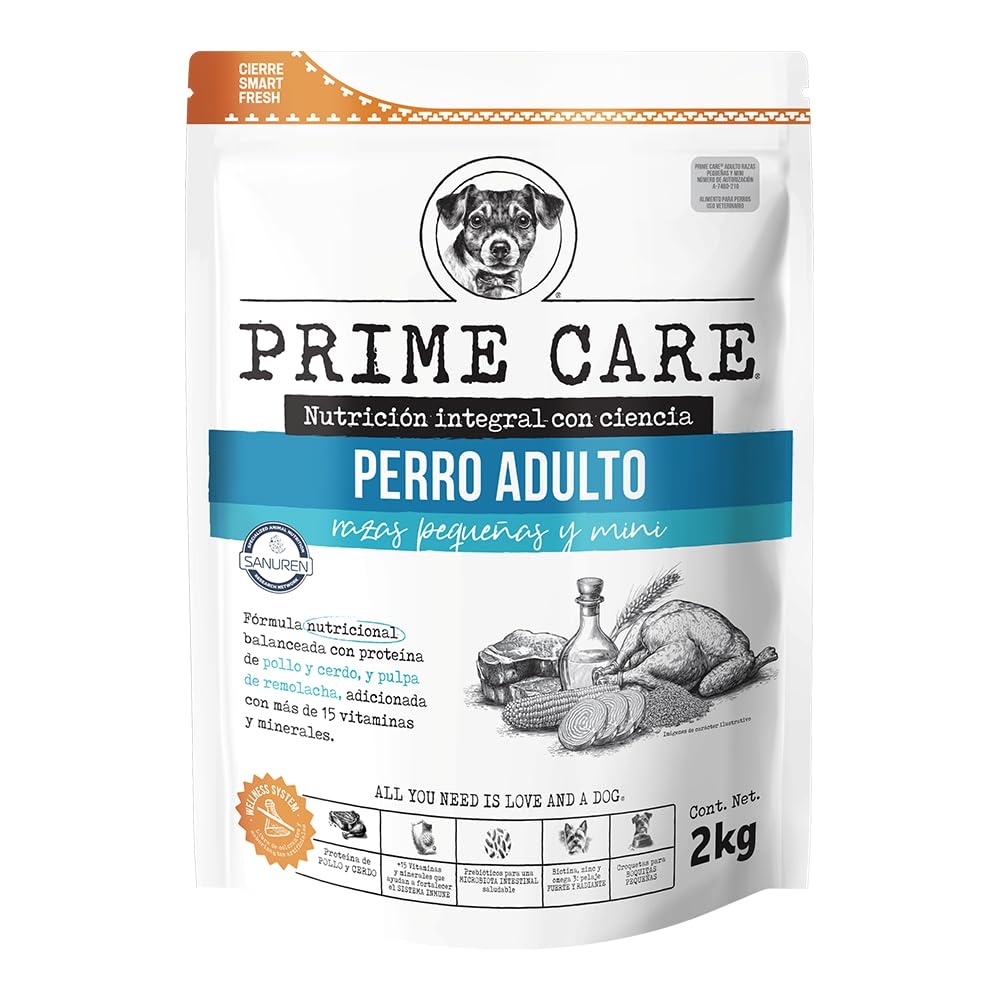 Prime Care Alimento para Perros Adultos Razas Pequeñas y Mini 2 kg