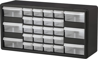 Akro-Mils - 10126 Armario de 26 cajones para almacenamiento de piezas de plástico y manualidades, 20 x 10 x 6 1/2 pulgadas, negro