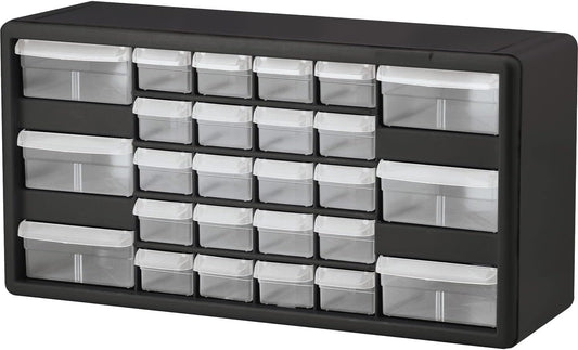 Akro-Mils - 10126 Armario de 26 cajones para almacenamiento de piezas de plástico y manualidades, 20 x 10 x 6 1/2 pulgadas, negro