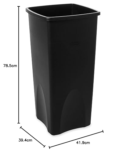 Rubbermaid Commercial Products Untouchable® – Contenedor Cuadrado para Recolección de Residuos, Bote Resistente a Abolladuras y Grietas, Capacidad de hasta 87 L, Negro FG356988BLA