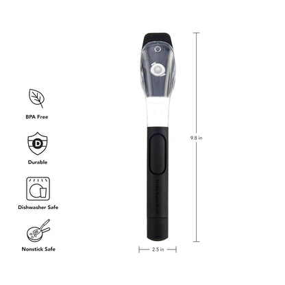 KitchenAid - Cepillo para Polvo dispensador de jabón con Mango fácil de llenar, cerdas de Nailon para una Limpieza Resistente, Mango cómodo para Agarre Antideslizante, Color Negro
