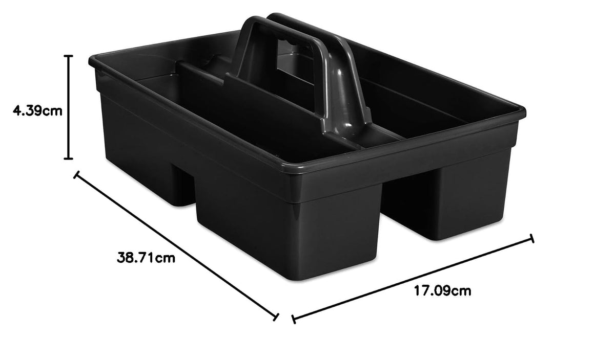 Rubbermaid Commercial Products – Organizador de Transporte Executive con Divisiones, Transporta Herramientas y Artículos de Limpieza, Asa Ergonómica, Se Adapta a Carros de Limpieza, Negro 1880994