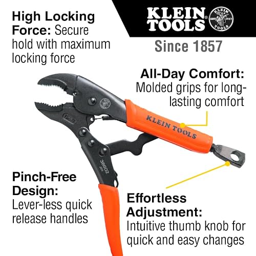 Klein Tools 38660 - Juego de alicates de bloqueo curvados de 7 pulgadas y 10 pulgadas, asas de liberación rápida, alto par y poder de agarre, 2 piezas