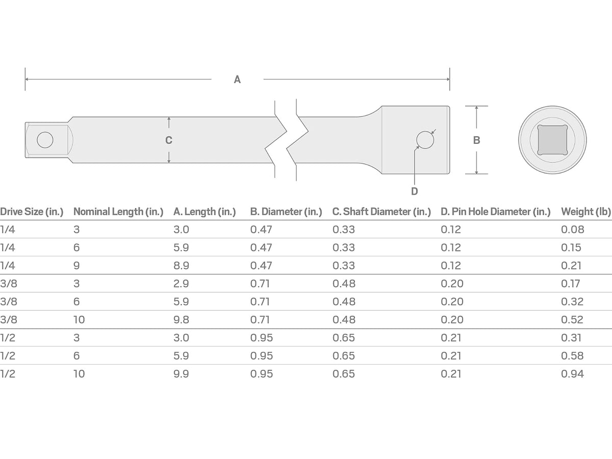 TEKTON SIA11106 - Extensión de impacto de 3/8 pulgadas x 6 pulgadas