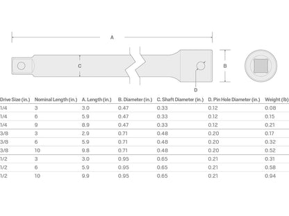 TEKTON SIA11106 - Extensión de impacto de 3/8 pulgadas x 6 pulgadas